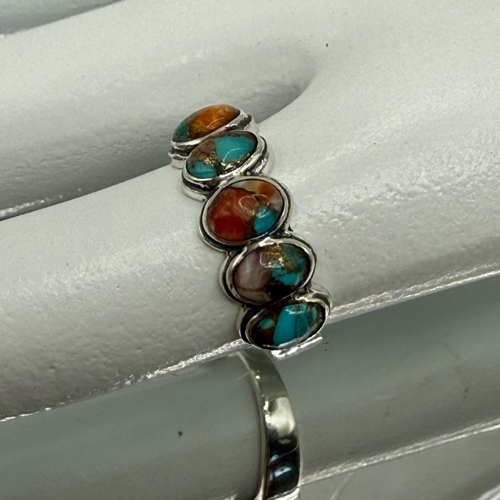 NWT Spiny Turquoise Stones Set in Sterling Silver Ring - Picture 9 of 10
